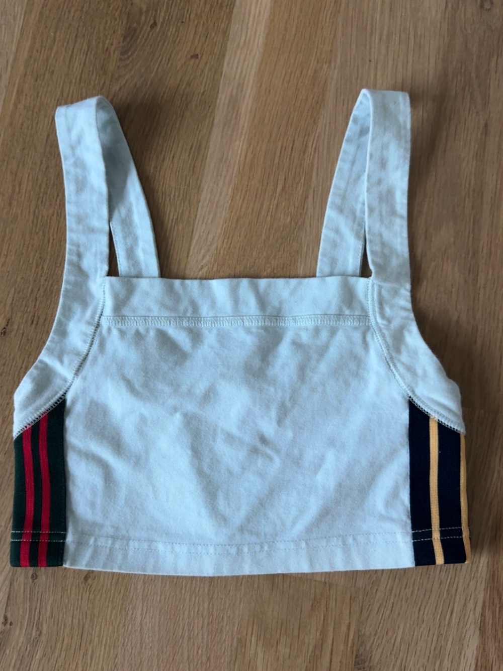 BDG Light Blue Crop Tank with Red Stitching Accent